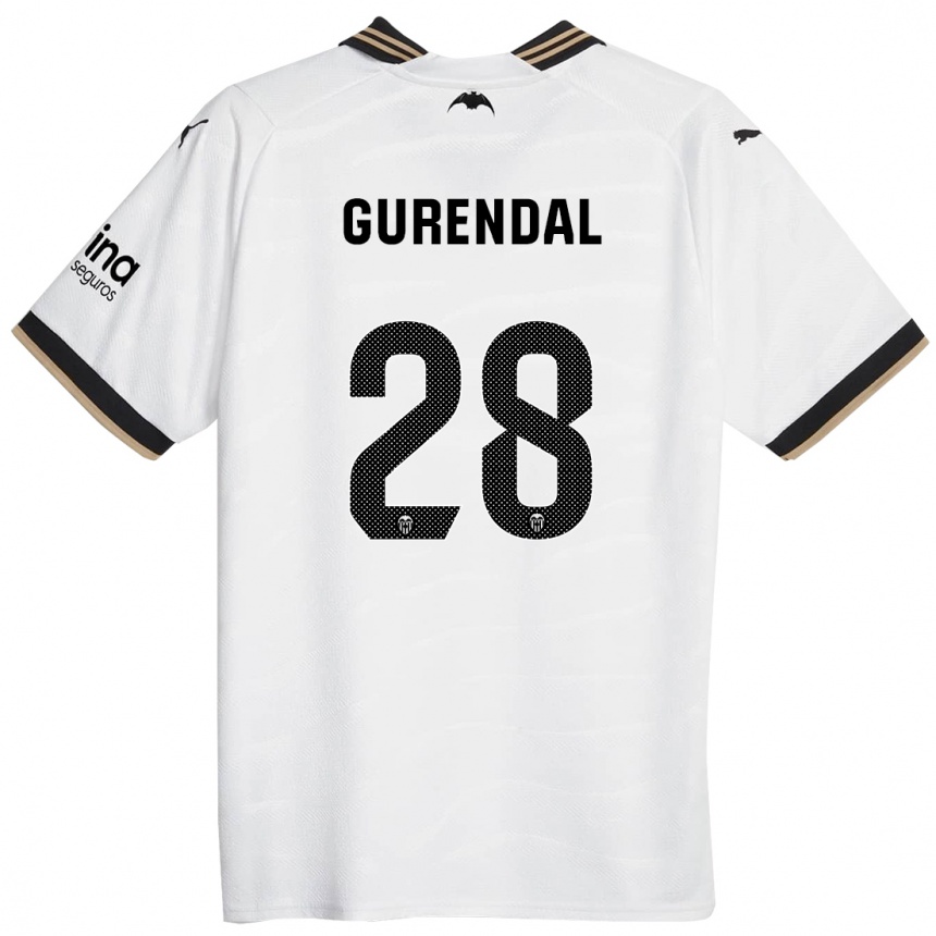 Kinder Fußball Alexander Gurendal #28 Weiß Heimtrikot Trikot 2023/24 T-Shirt Luxemburg