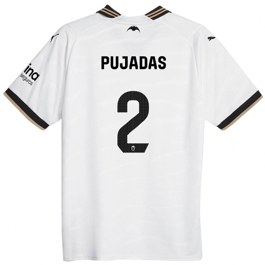 Kinder Fußball Berta Pujadas #2 Weiß Heimtrikot Trikot 2023/24 T-Shirt Luxemburg