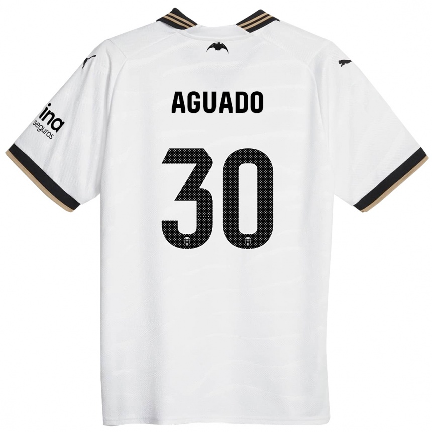 Kinder Fußball Julia Aguado #30 Weiß Heimtrikot Trikot 2023/24 T-Shirt Luxemburg