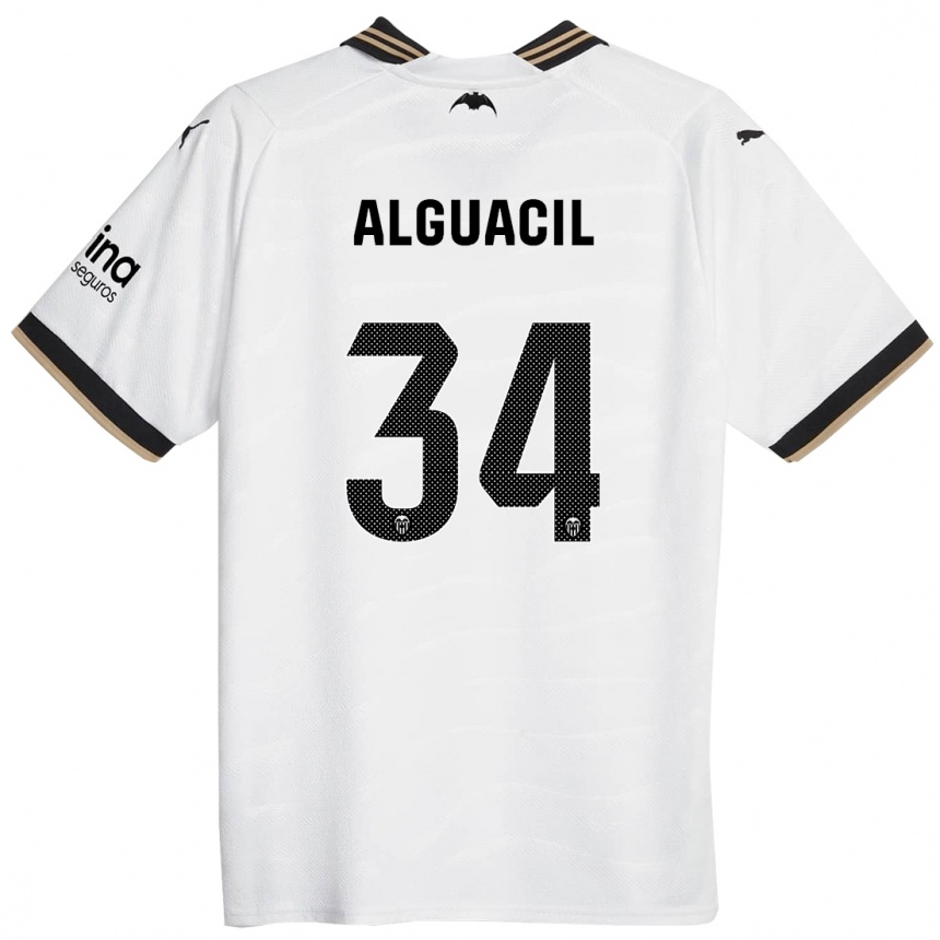 Kinder Fußball Ainhoa Alguacil #34 Weiß Heimtrikot Trikot 2023/24 T-Shirt Luxemburg