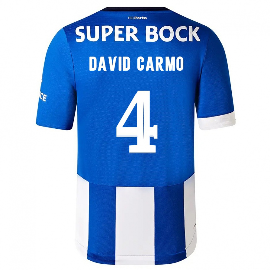 Kinder Fußball David Carmo #4 Blau Weiss Heimtrikot Trikot 2023/24 T-Shirt Luxemburg