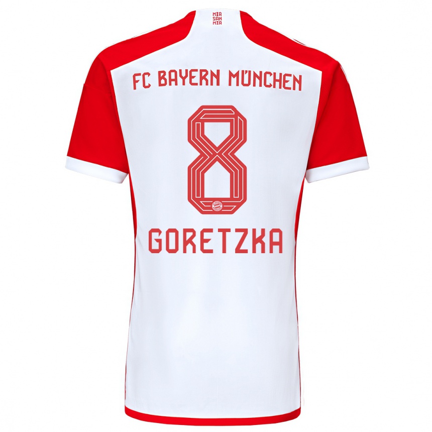 Kinder Fußball Leon Goretzka #8 Rot-Weiss Heimtrikot Trikot 2023/24 T-Shirt Luxemburg