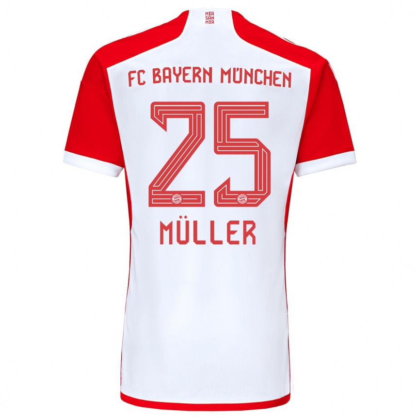 Kinder Fußball Thomas Müller #25 Rot-Weiss Heimtrikot Trikot 2023/24 T-Shirt Luxemburg