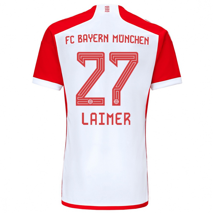 Kinder Fußball Konrad Laimer #27 Rot-Weiss Heimtrikot Trikot 2023/24 T-Shirt Luxemburg