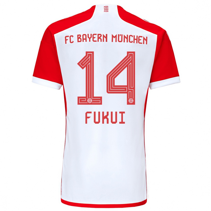 Kinder Fußball Taichi Fukui #14 Rot-Weiss Heimtrikot Trikot 2023/24 T-Shirt Luxemburg