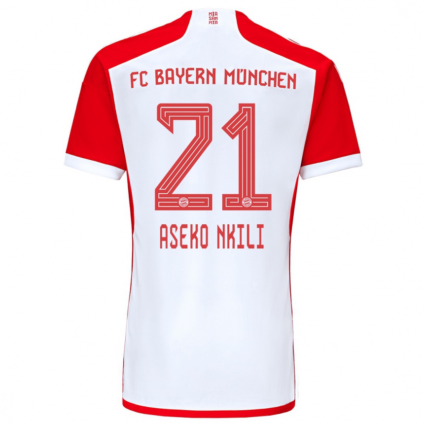 Kinder Fußball Noel Aseko Nkili #21 Rot-Weiss Heimtrikot Trikot 2023/24 T-Shirt Luxemburg