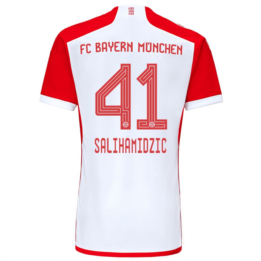 Kinder Fußball Nick Salihamidzic #41 Rot-Weiss Heimtrikot Trikot 2023/24 T-Shirt Luxemburg