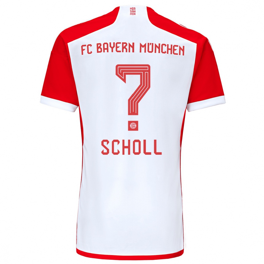 Kinder Fußball Paul Scholl #0 Rot-Weiss Heimtrikot Trikot 2023/24 T-Shirt Luxemburg