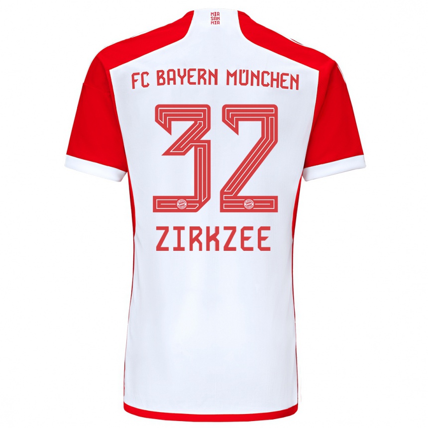 Kinder Fußball Joshua Zirkzee #32 Rot-Weiss Heimtrikot Trikot 2023/24 T-Shirt Luxemburg