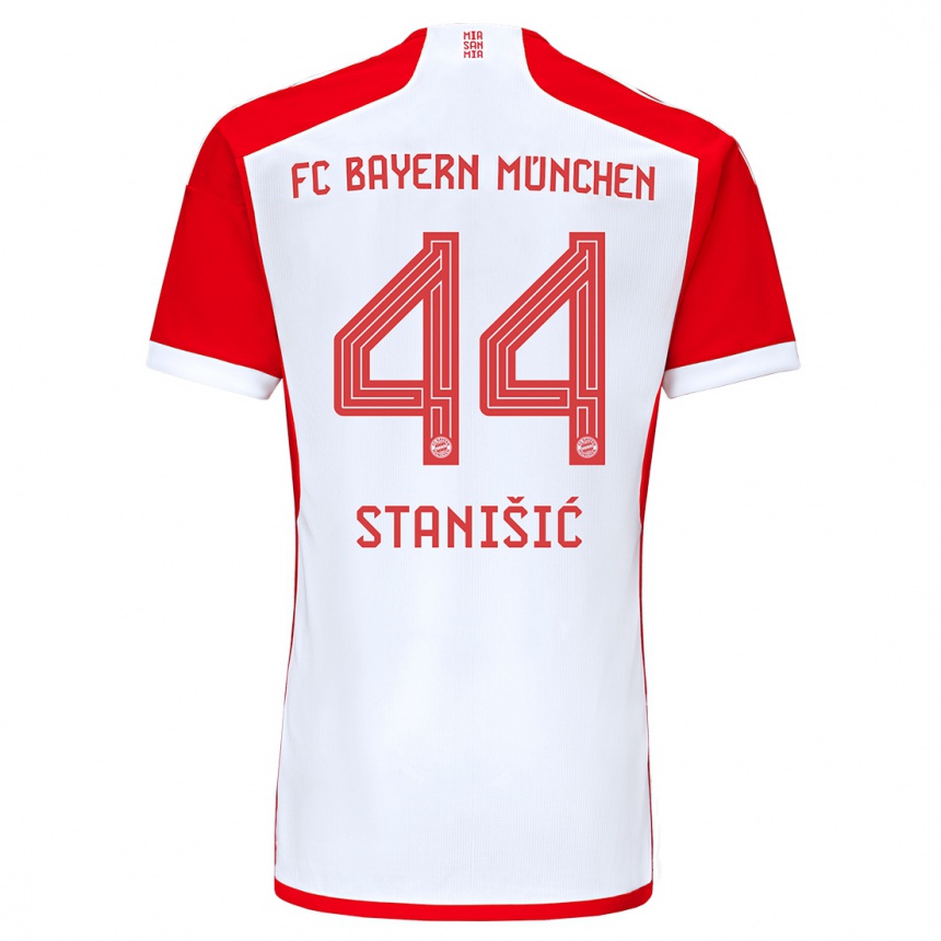 Kinder Fußball Josip Stanisic #44 Rot-Weiss Heimtrikot Trikot 2023/24 T-Shirt Luxemburg