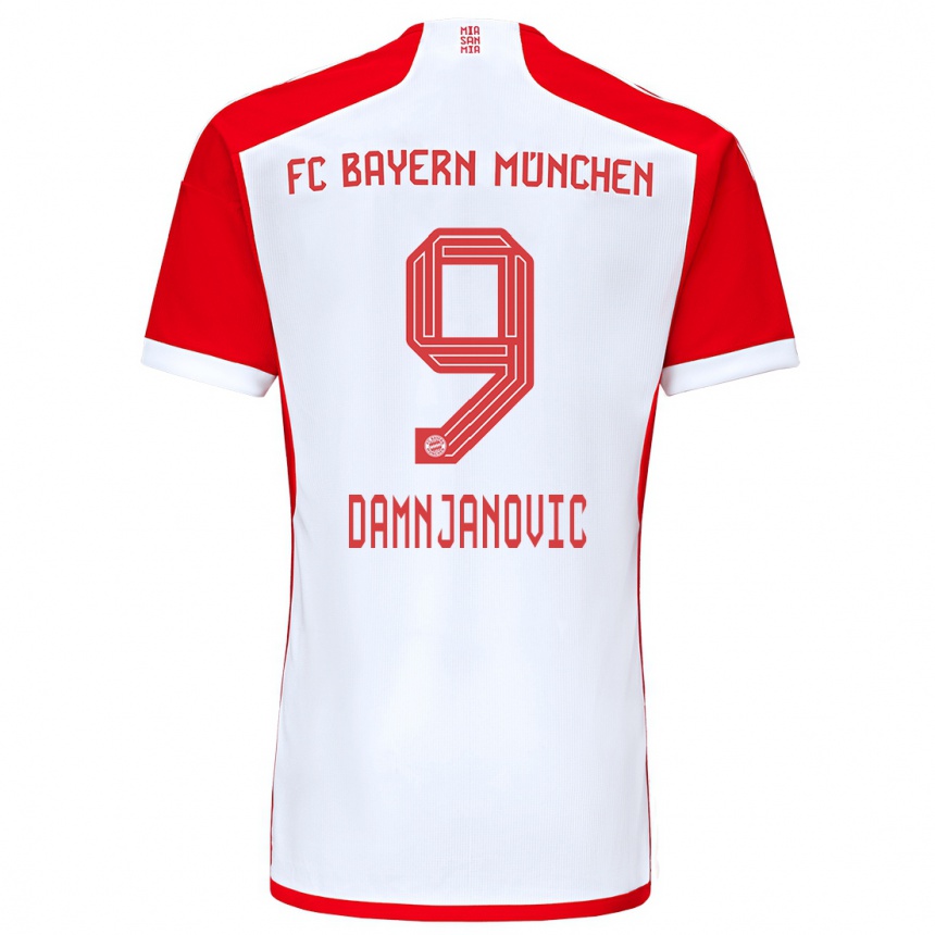 Kinder Fußball Jovana Damnjanovic #9 Rot-Weiss Heimtrikot Trikot 2023/24 T-Shirt Luxemburg