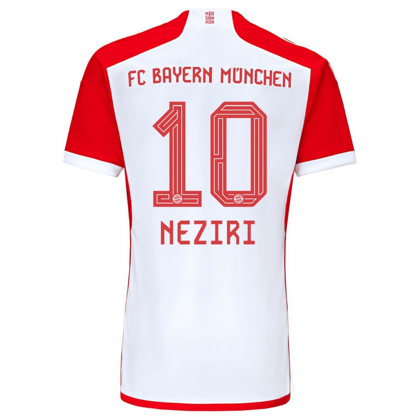 Kinder Fußball Behar Neziri #10 Rot-Weiss Heimtrikot Trikot 2023/24 T-Shirt Luxemburg