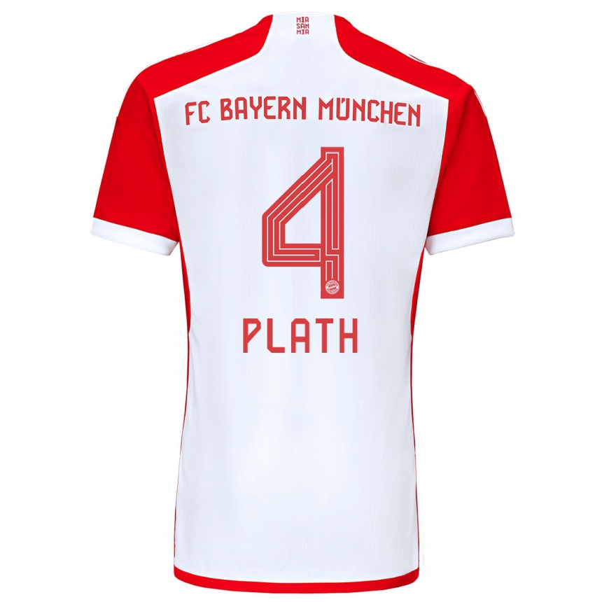 Kinder Fußball Max Plath #4 Rot-Weiss Heimtrikot Trikot 2023/24 T-Shirt Luxemburg