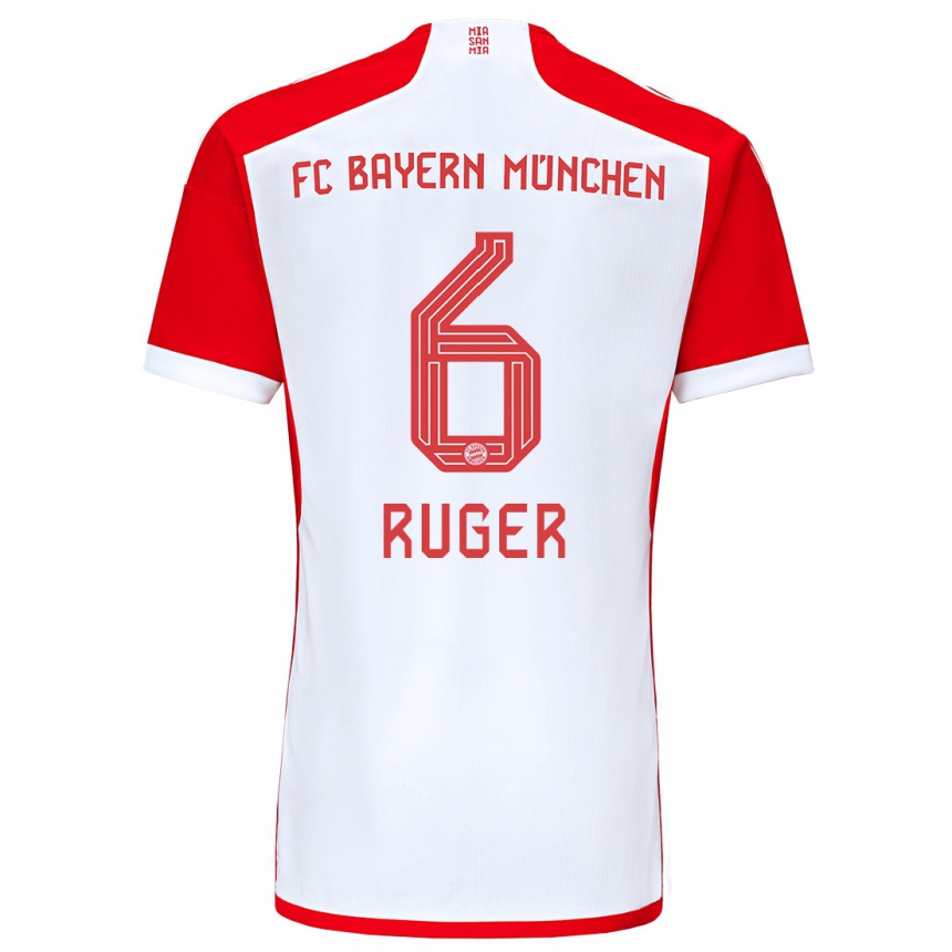 Kinder Fußball Kurt Ruger #6 Rot-Weiss Heimtrikot Trikot 2023/24 T-Shirt Luxemburg