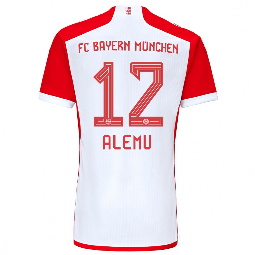 Kinder Fußball Liul Alemu #12 Rot-Weiss Heimtrikot Trikot 2023/24 T-Shirt Luxemburg