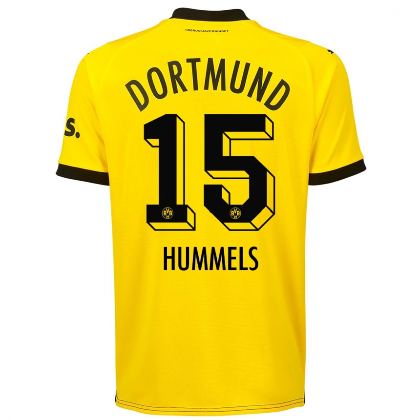Kinder Fußball Mats Hummels #15 Gelb Heimtrikot Trikot 2023/24 T-Shirt Luxemburg