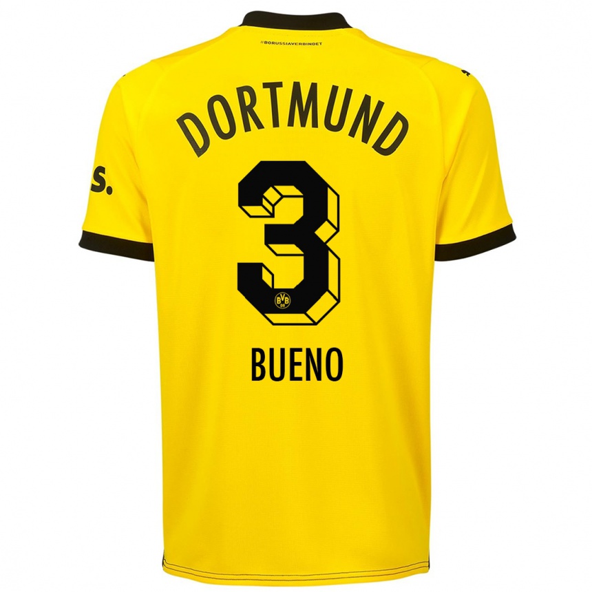 Kinder Fußball Guille Bueno #3 Gelb Heimtrikot Trikot 2023/24 T-Shirt Luxemburg