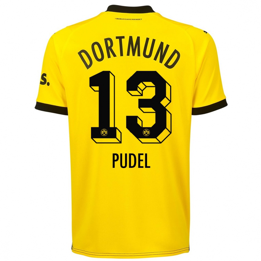 Kinder Fußball Bjarne Pudel #13 Gelb Heimtrikot Trikot 2023/24 T-Shirt Luxemburg