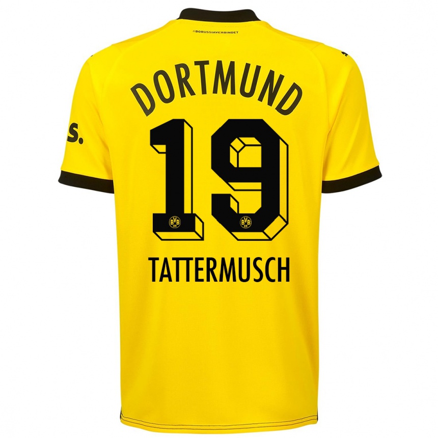 Kinder Fußball Ted Tattermusch #19 Gelb Heimtrikot Trikot 2023/24 T-Shirt Luxemburg