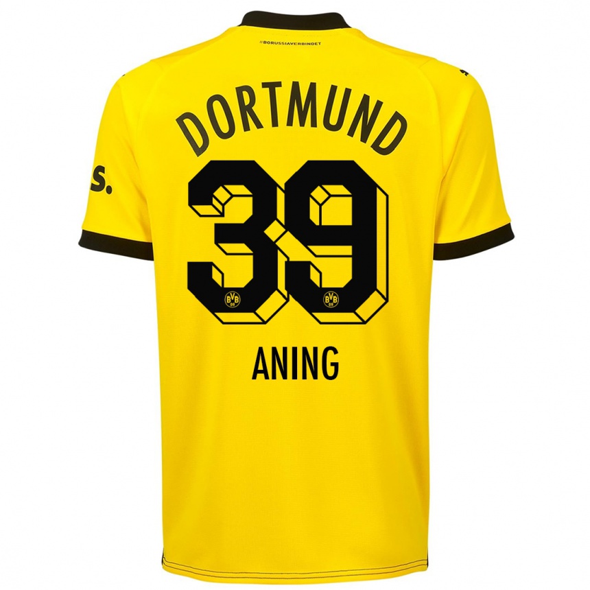 Kinder Fußball Prince Aning #39 Gelb Heimtrikot Trikot 2023/24 T-Shirt Luxemburg