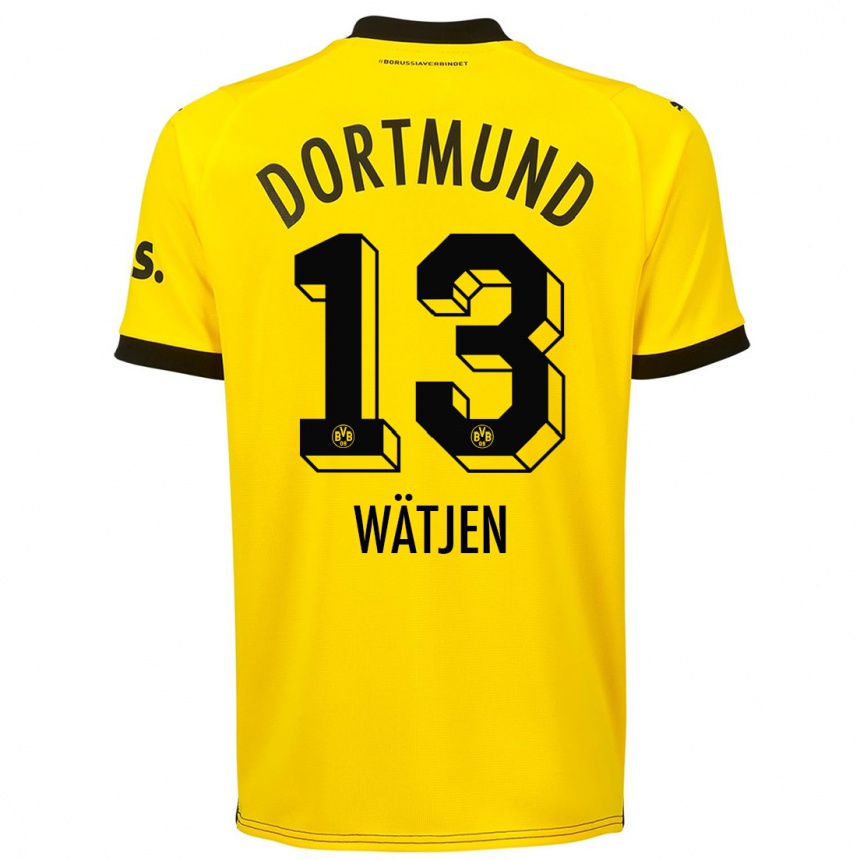 Kinder Fußball Kjell Wätjen #13 Gelb Heimtrikot Trikot 2023/24 T-Shirt Luxemburg