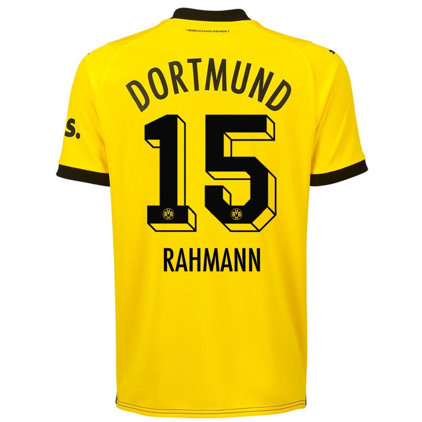 Kinder Fußball Luke Rahmann #15 Gelb Heimtrikot Trikot 2023/24 T-Shirt Luxemburg