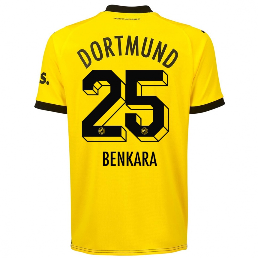 Kinder Fußball Elias Benkara #25 Gelb Heimtrikot Trikot 2023/24 T-Shirt Luxemburg