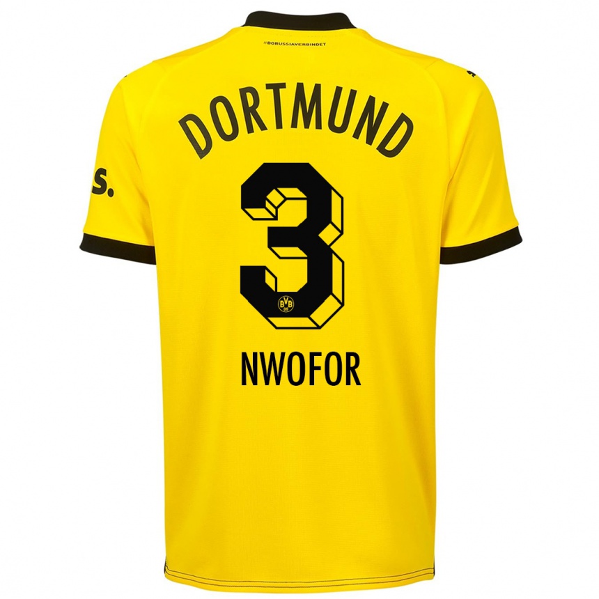 Kinder Fußball Jamie Nwofor #3 Gelb Heimtrikot Trikot 2023/24 T-Shirt Luxemburg