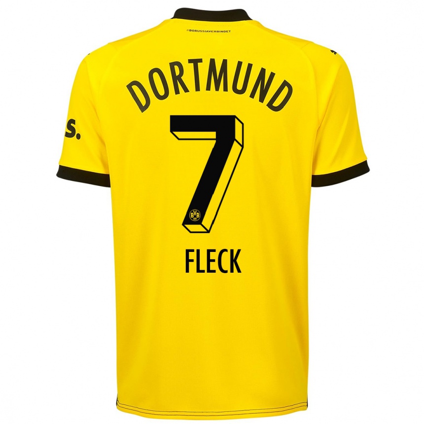 Kinder Fußball Fritz Fleck #7 Gelb Heimtrikot Trikot 2023/24 T-Shirt Luxemburg