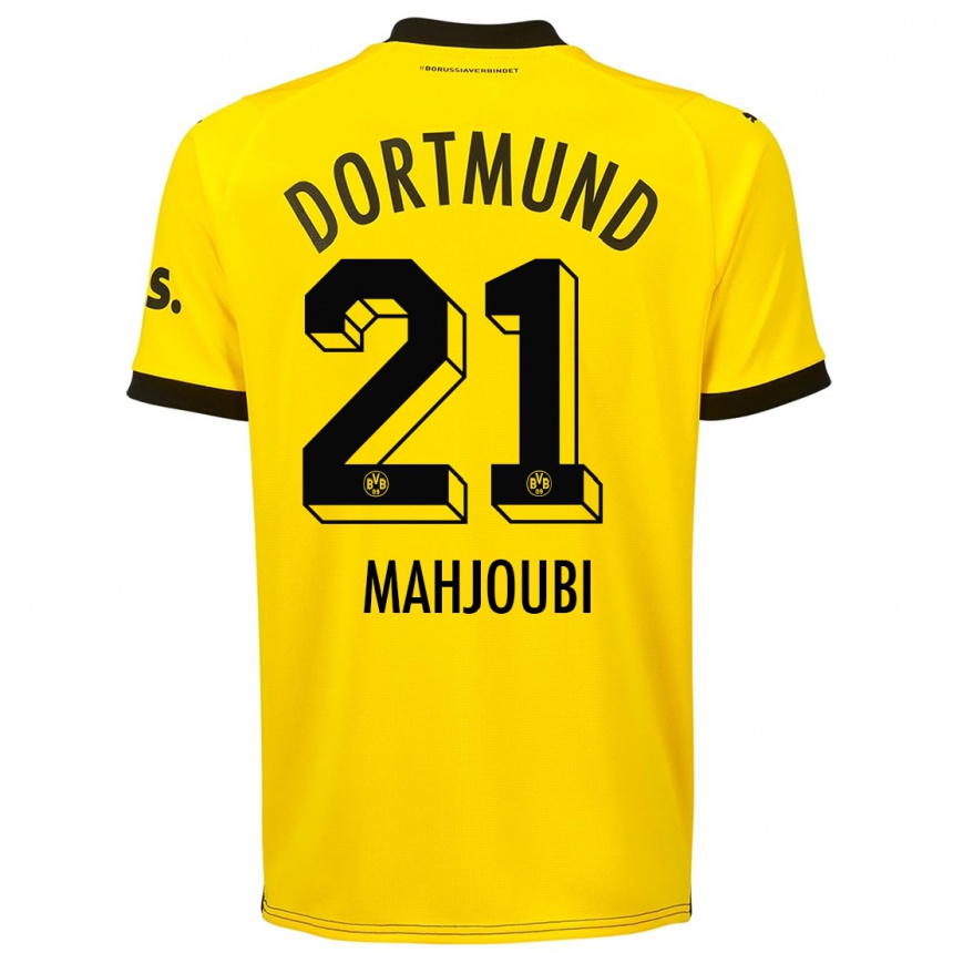 Kinder Fußball Anas Mahjoubi #21 Gelb Heimtrikot Trikot 2023/24 T-Shirt Luxemburg