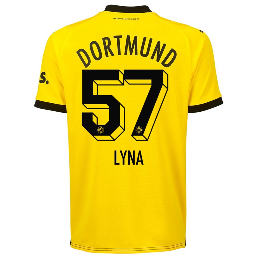 Kinder Fußball Schwarz Lyna #57 Gelb Heimtrikot Trikot 2023/24 T-Shirt Luxemburg