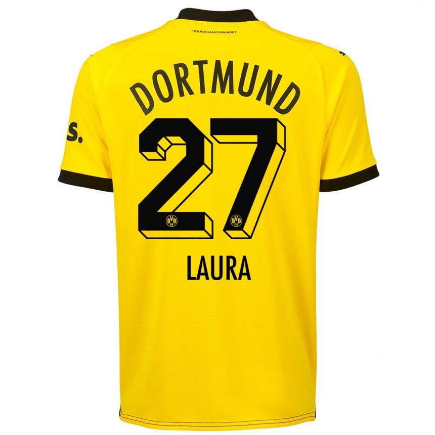 Kinder Fußball Van Der Heijden Laura #27 Gelb Heimtrikot Trikot 2023/24 T-Shirt Luxemburg