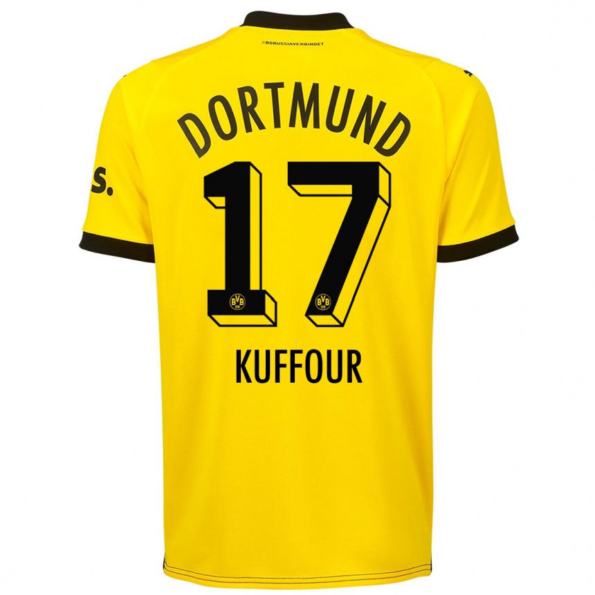 Kinder Fußball Lloyd-Addo Kuffour #17 Gelb Heimtrikot Trikot 2023/24 T-Shirt Luxemburg
