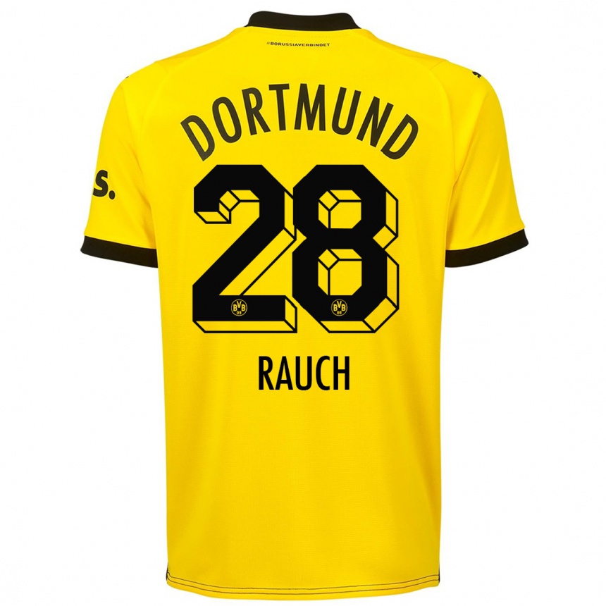 Kinder Fußball Julius Fynn Rauch #28 Gelb Heimtrikot Trikot 2023/24 T-Shirt Luxemburg