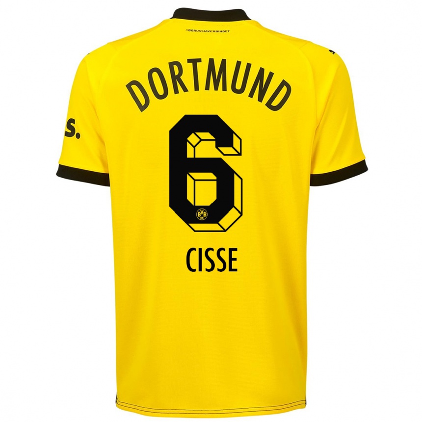 Kinder Fußball Faroukou Cisse #6 Gelb Heimtrikot Trikot 2023/24 T-Shirt Luxemburg
