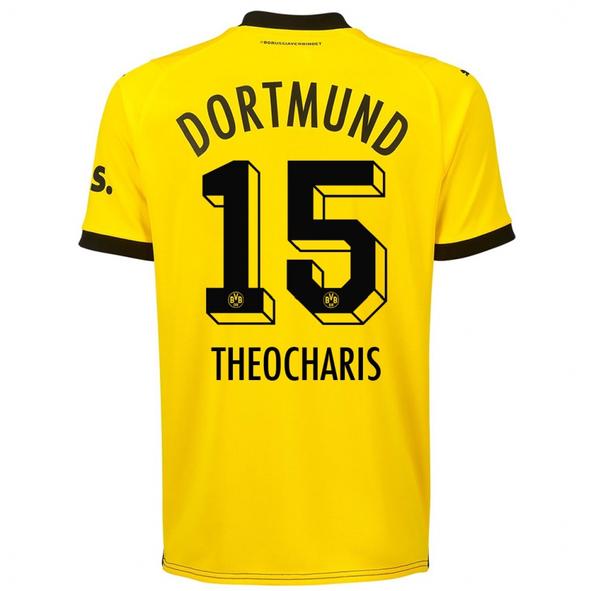 Kinder Fußball Elefterios Theocharis #15 Gelb Heimtrikot Trikot 2023/24 T-Shirt Luxemburg