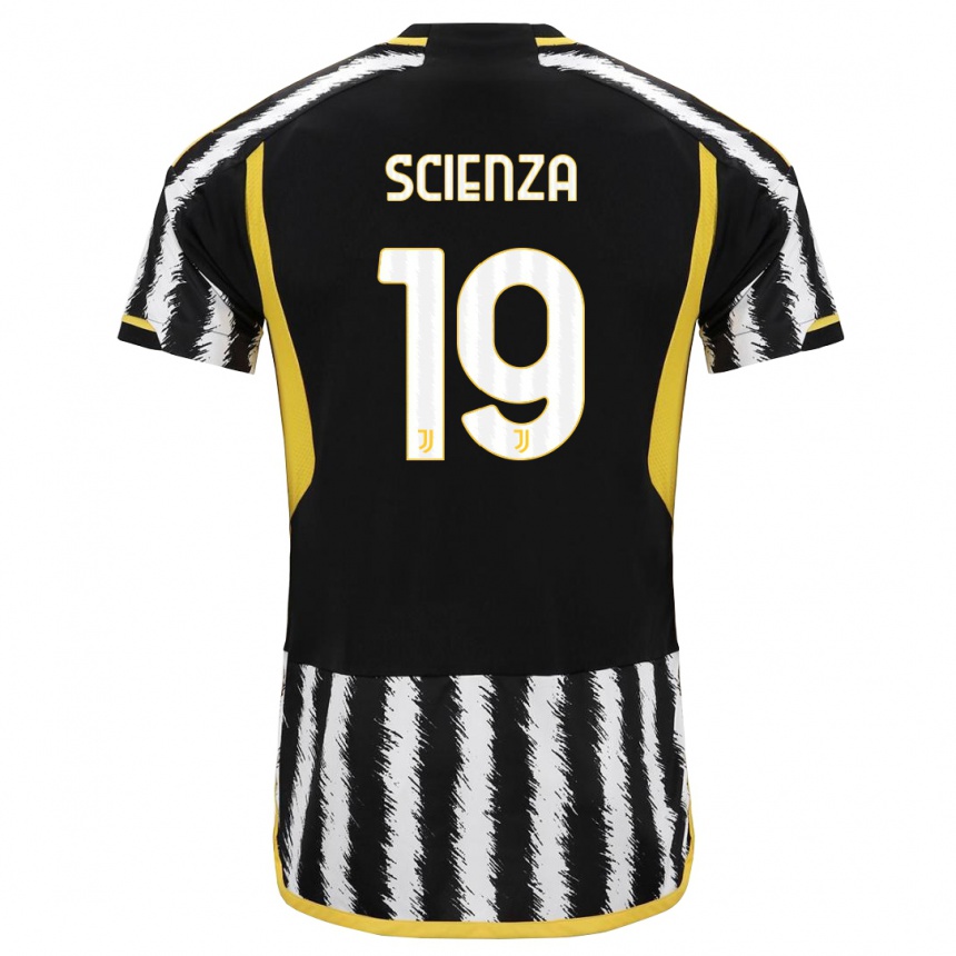 Kinder Fußball Michele Scienza #19 Schwarz-Weiss Heimtrikot Trikot 2023/24 T-Shirt Luxemburg