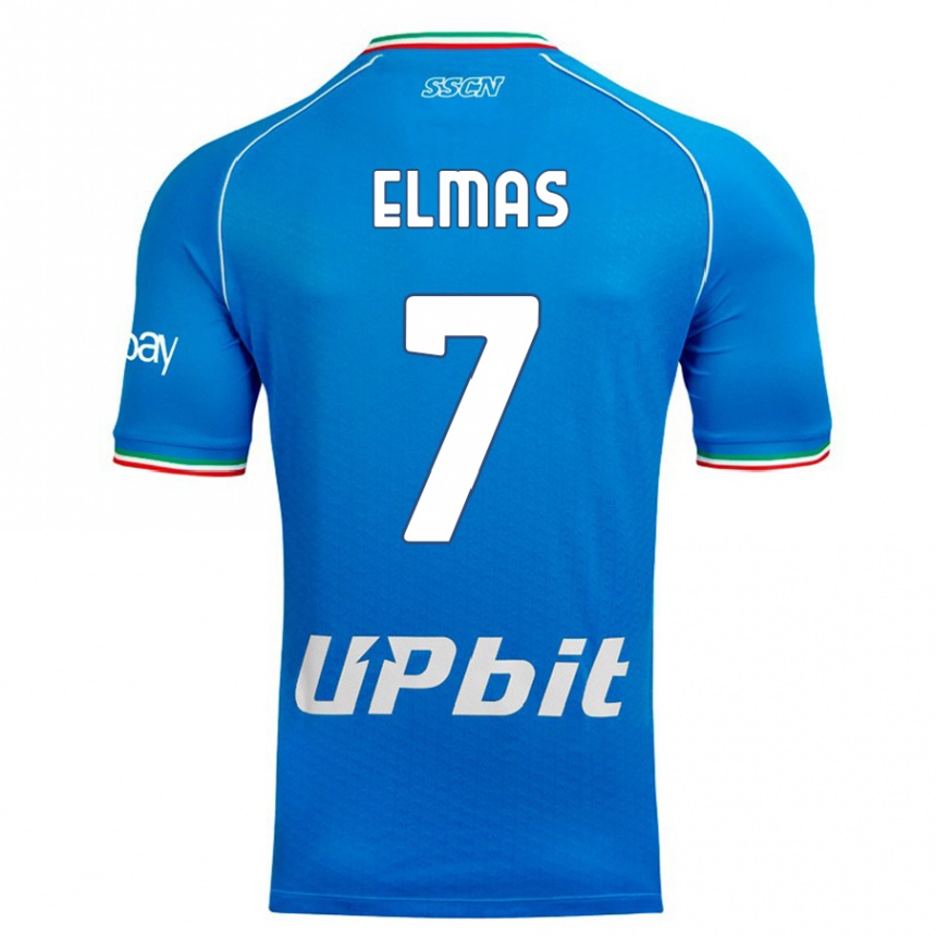 Kinder Fußball Eljif Elmas #7 Himmelblau Heimtrikot Trikot 2023/24 T-Shirt Luxemburg