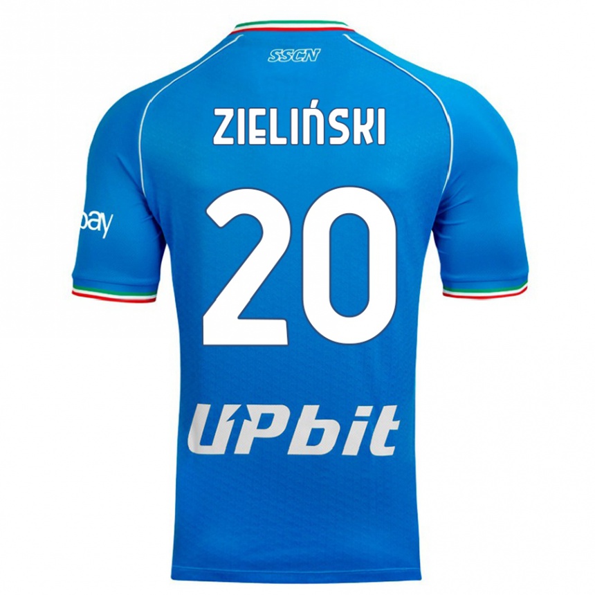 Kinder Fußball Piotr Zielinski #20 Himmelblau Heimtrikot Trikot 2023/24 T-Shirt Luxemburg