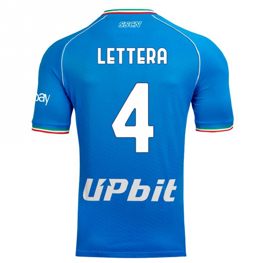 Kinder Fußball Alessio Lettera #4 Himmelblau Heimtrikot Trikot 2023/24 T-Shirt Luxemburg