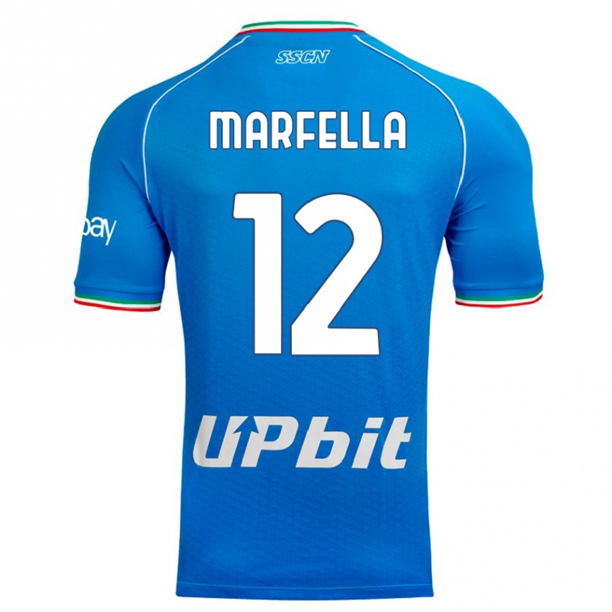 Kinder Fußball Davide Marfella #12 Himmelblau Heimtrikot Trikot 2023/24 T-Shirt Luxemburg