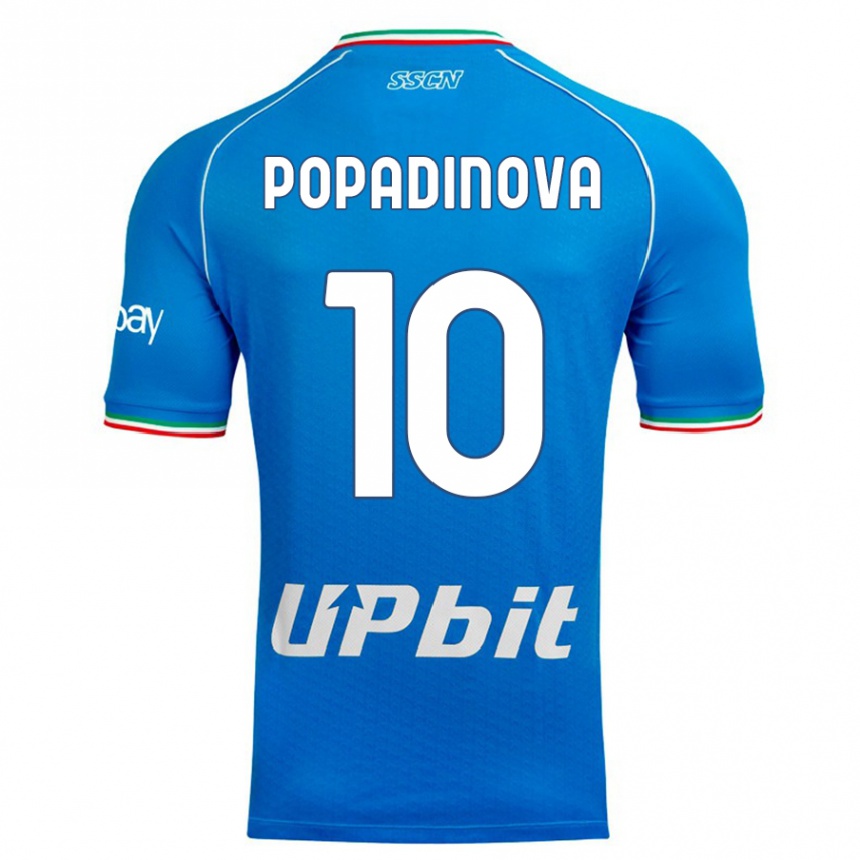 Kinder Fußball Evdokiya Popadinova #10 Himmelblau Heimtrikot Trikot 2023/24 T-Shirt Luxemburg