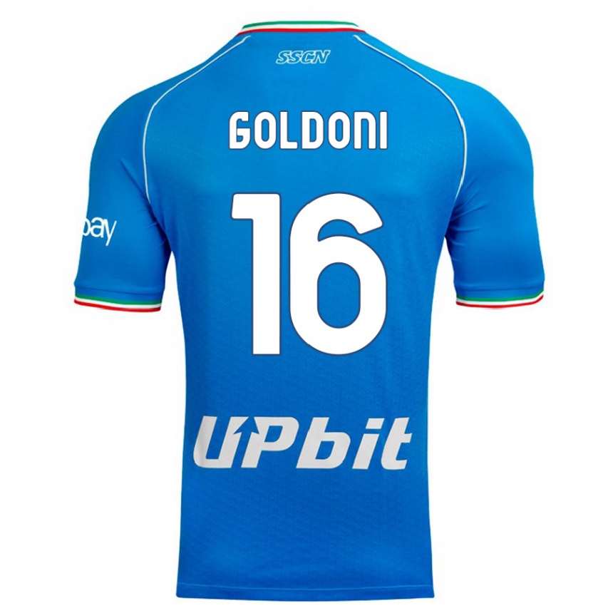 Kinder Fußball Eleonora Goldoni #16 Himmelblau Heimtrikot Trikot 2023/24 T-Shirt Luxemburg