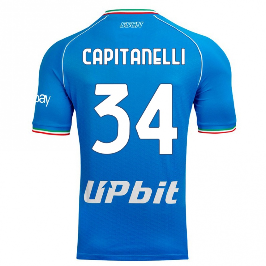 Kinder Fußball Ilaria Capitanelli #34 Himmelblau Heimtrikot Trikot 2023/24 T-Shirt Luxemburg