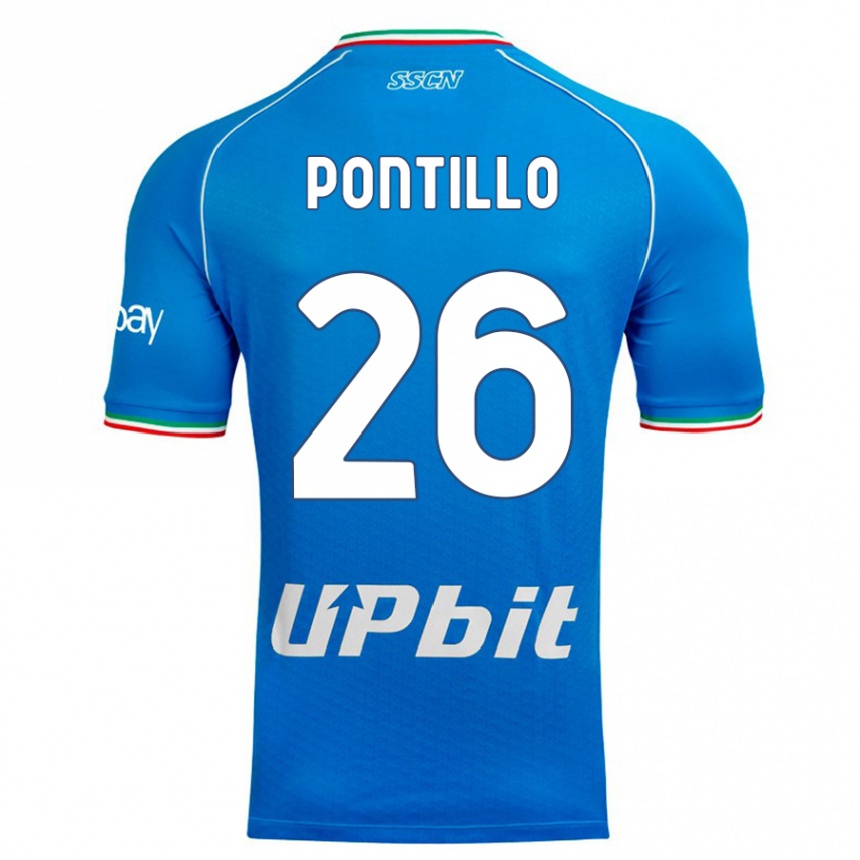 Kinder Fußball Pasquale Pontillo #26 Himmelblau Heimtrikot Trikot 2023/24 T-Shirt Luxemburg