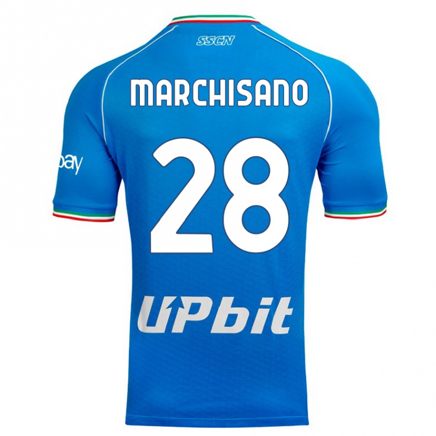 Kinder Fußball Matteo Marchisano #28 Himmelblau Heimtrikot Trikot 2023/24 T-Shirt Luxemburg