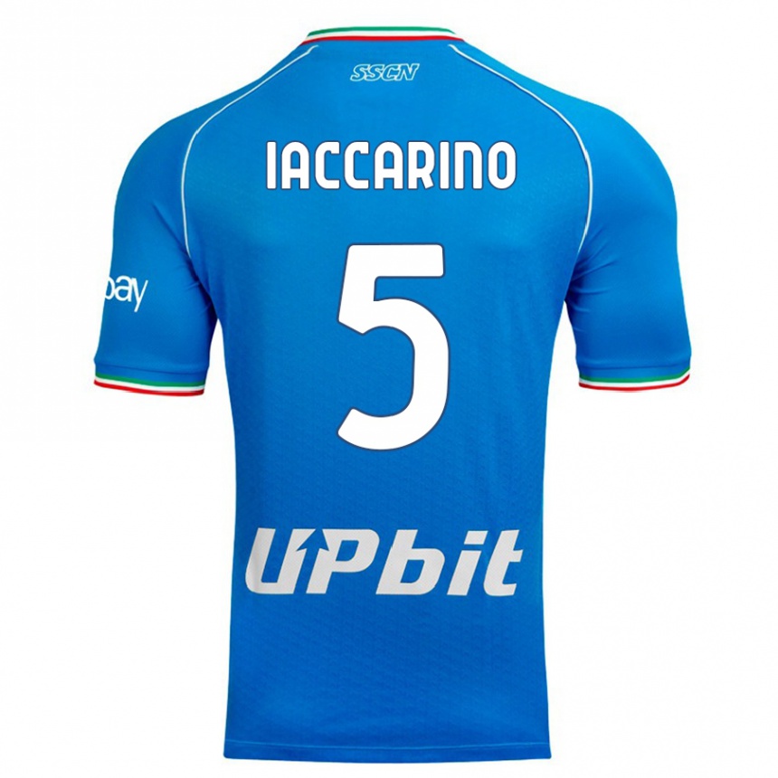 Kinder Fußball Gennaro Iaccarino #5 Himmelblau Heimtrikot Trikot 2023/24 T-Shirt Luxemburg
