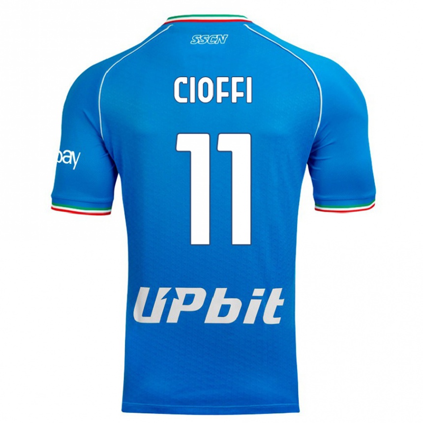 Kinder Fußball Antonio Cioffi #11 Himmelblau Heimtrikot Trikot 2023/24 T-Shirt Luxemburg