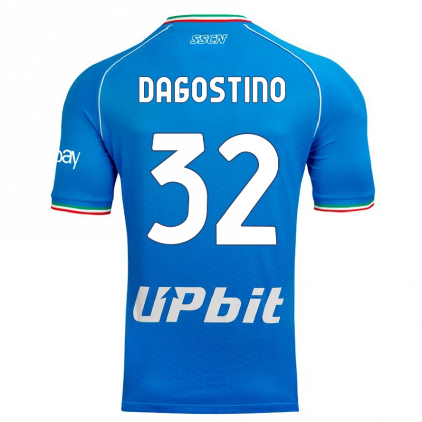 Kinder Fußball Giuseppe Dagostino #32 Himmelblau Heimtrikot Trikot 2023/24 T-Shirt Luxemburg