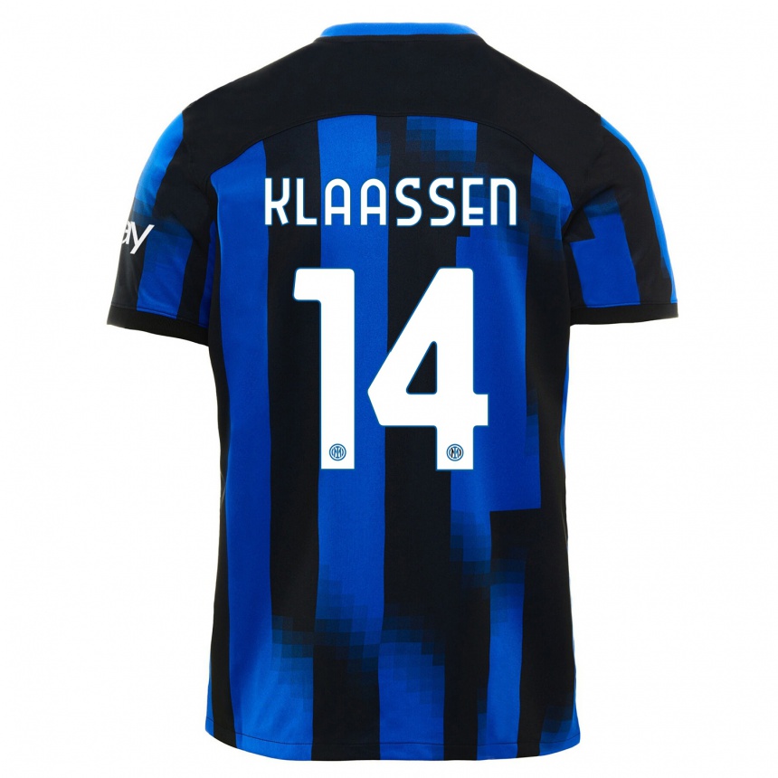 Kinder Fußball Davy Klaassen #14 Schwarz Blau Heimtrikot Trikot 2023/24 T-Shirt Luxemburg